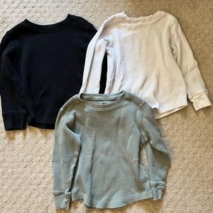 3 Baby Gap 4T long sleeve waffle shirts.
